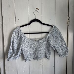 American Eagle Smocked Puff Sleeve Crop Top